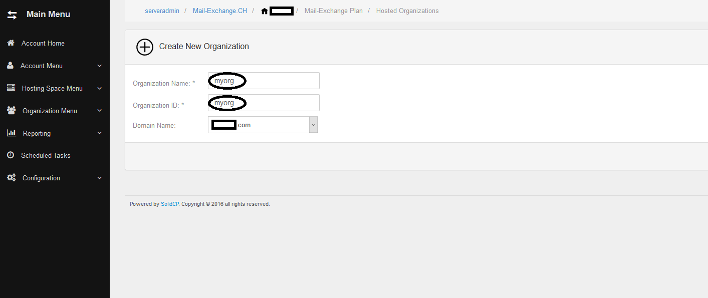 Create organisation